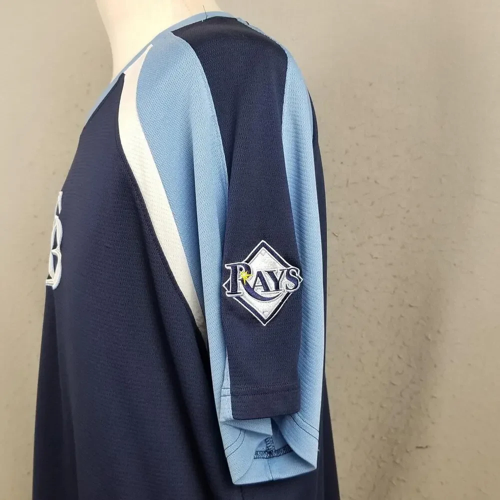 Tampa Bay Rays Jersey Shirt Mens Large Blue MLB Baseball‎ Majestic TB Logo